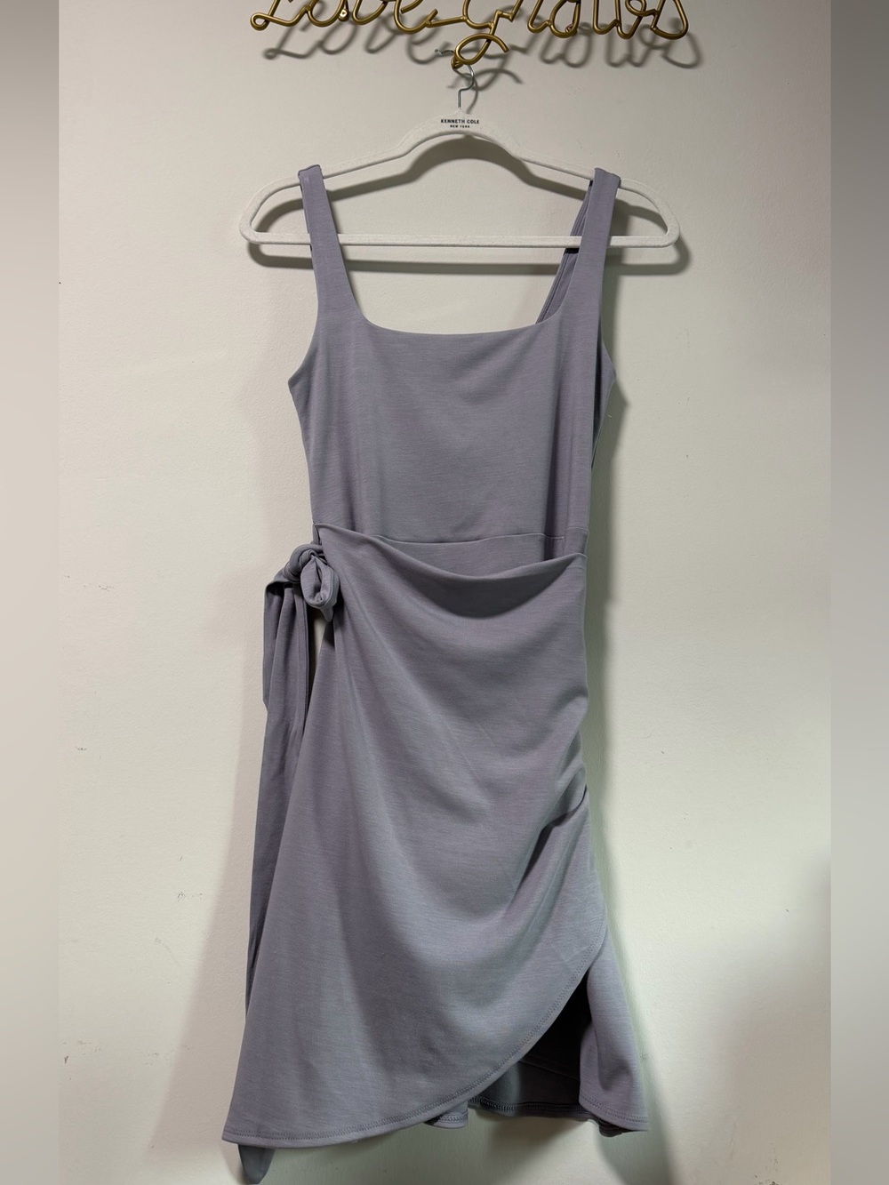 Aritzia Wilfred Gray Wrap Mini Dress Size Medium | Square Neck Tie Waist